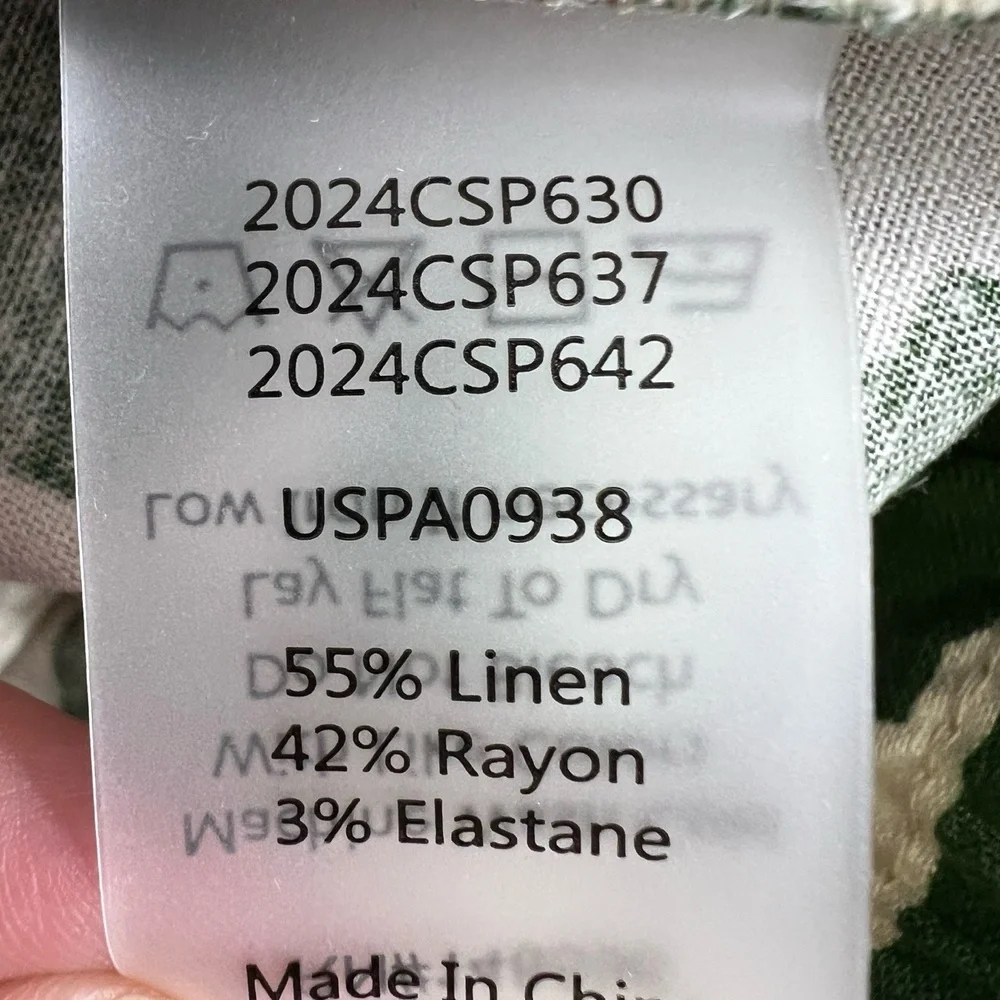Universal Standard Linen Pants Wide Leg Green‎ White Print Size 4XL (38-40) New